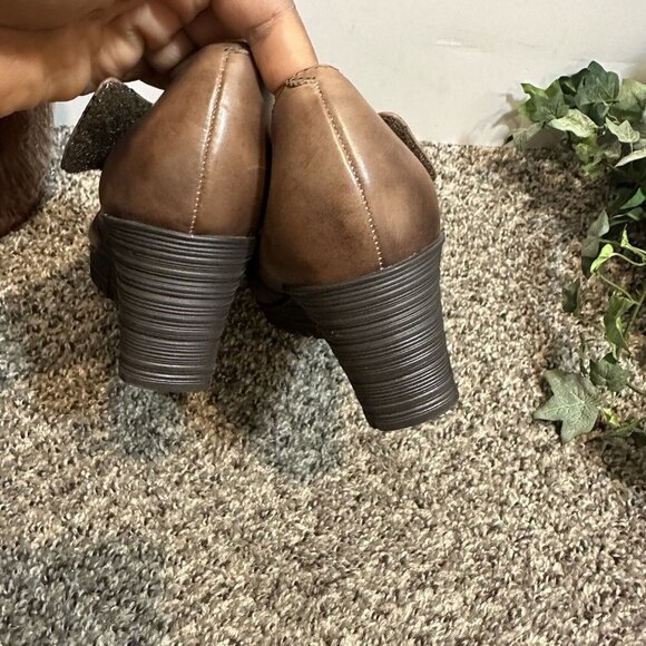 Earth Spindrift Leather Mary Jane Wedges Cinnamon Comfort Shoes Women Size 8 B - Picture 5 of 10